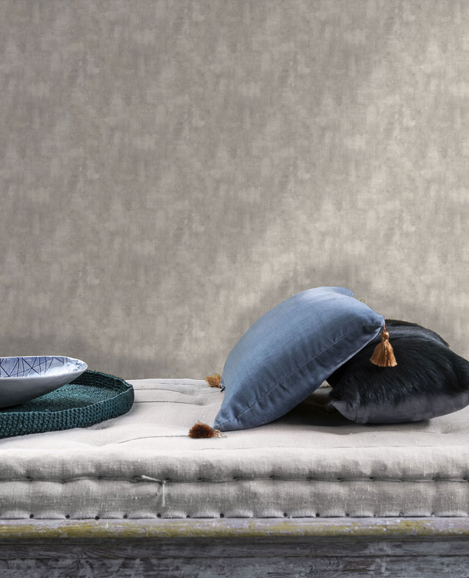 Non-woven wallpaper, grey, fabric imitation, TA25005, Tahiti, Shades of Colour, Decoprint