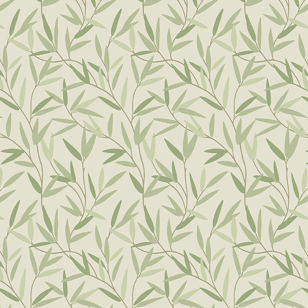 Non-woven wallpaper with green bamboo twigs 113364, Laura Ashley, Graham & Brown