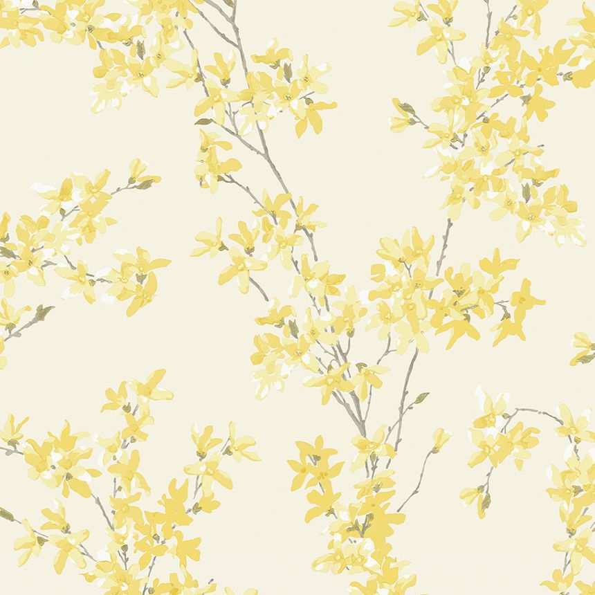 Non-woven wallpaper with laburnum twig 113350, Laura Ashley, Graham & Brown