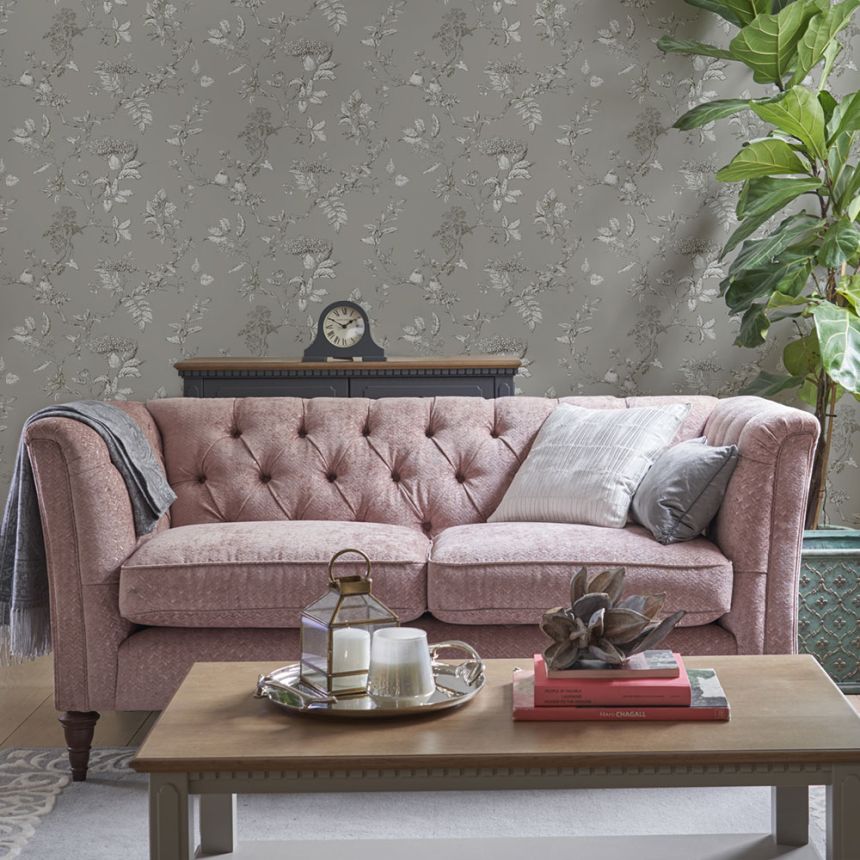 Non-woven wallpaper with rowanberries 113347, Laura Ashley, Graham & Brown