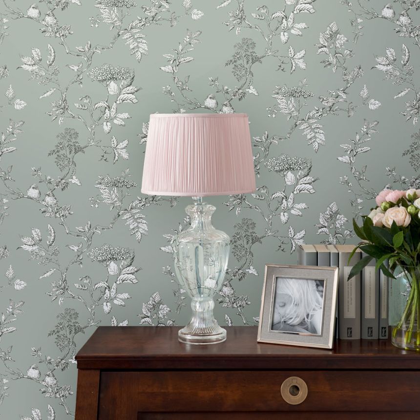 Non-woven wallpaper with rowanberries 113345, Laura Ashley, Graham & Brown