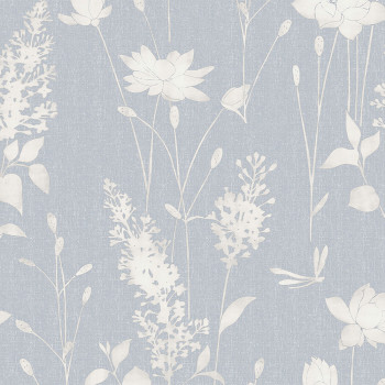 Non-woven wallpaper with white flowers 113343, Laura Ashley, Graham & Brown