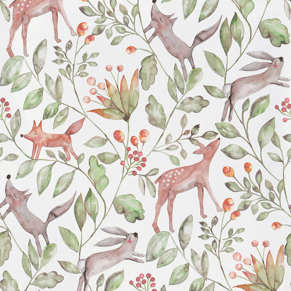 Cream children's wallpaper with forest animals 220700, Doodleedo, BN Walls