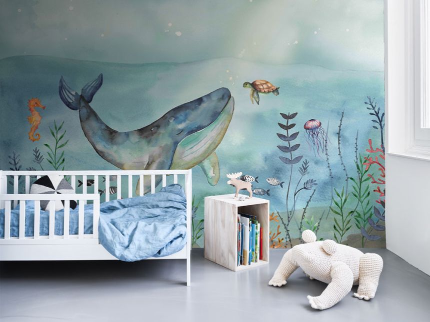 Children's wall mural Sea, Ocean, whale 300441, 300 x 280cm, Doodleedo, BN Walls
