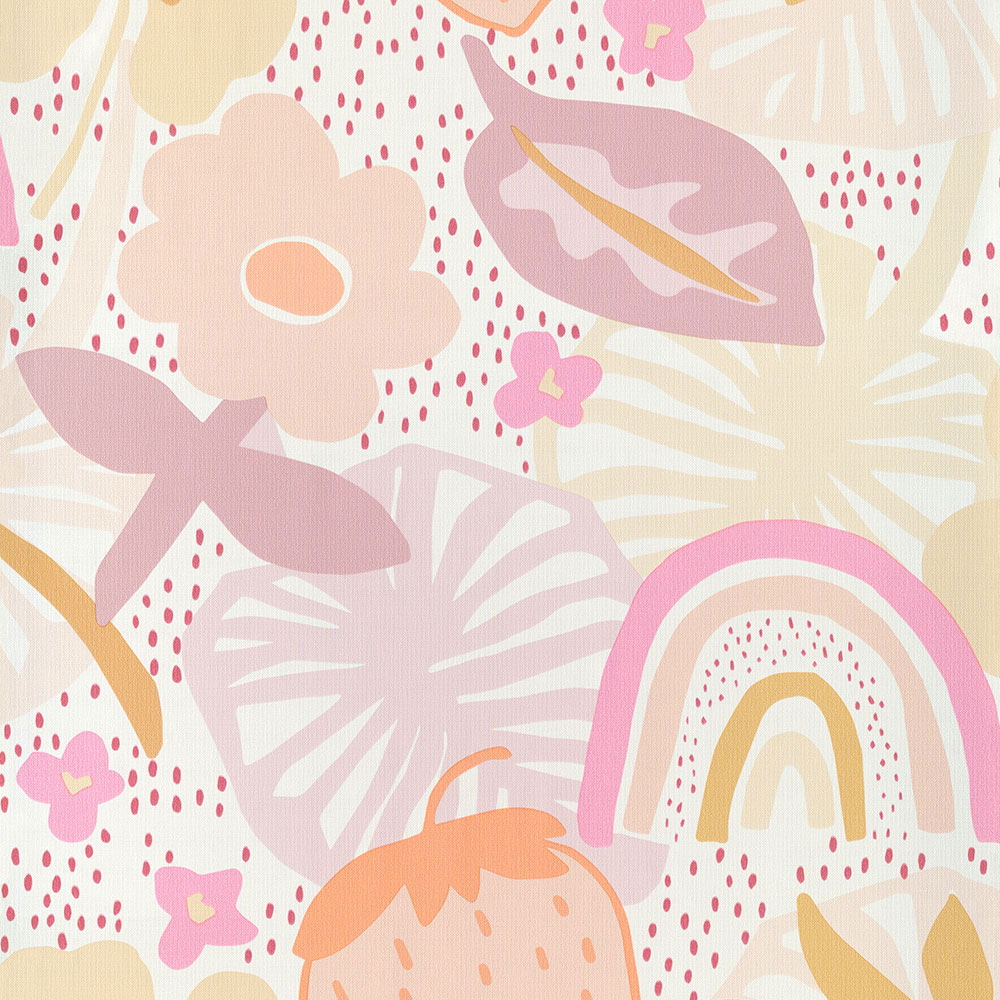 Children's wallpaper with leaves, flowers, strawberries 220770, Doodleedo, BN Walls