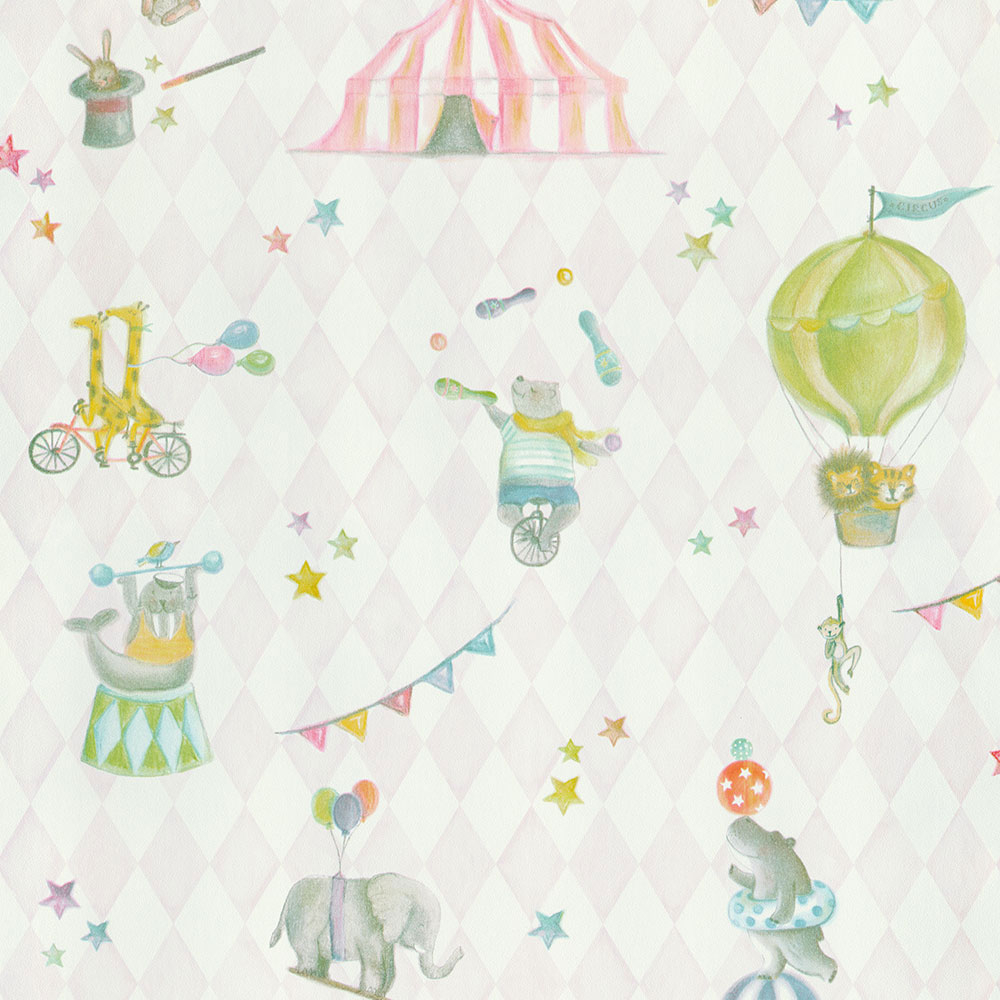 Pink children's wallpaper, animals in the circus 220740, Doodleedo, BN Walls