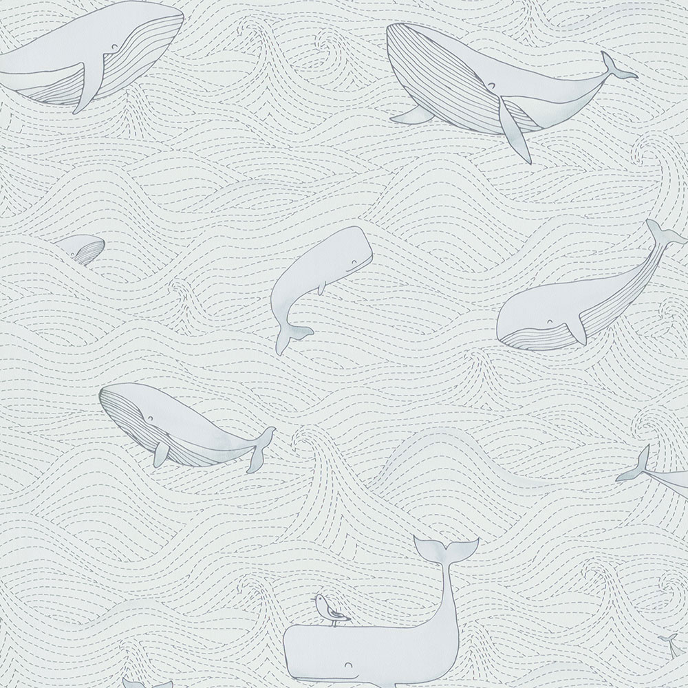 Gray children's wallpaper with whales 220731, Doodleedo, BN Walls