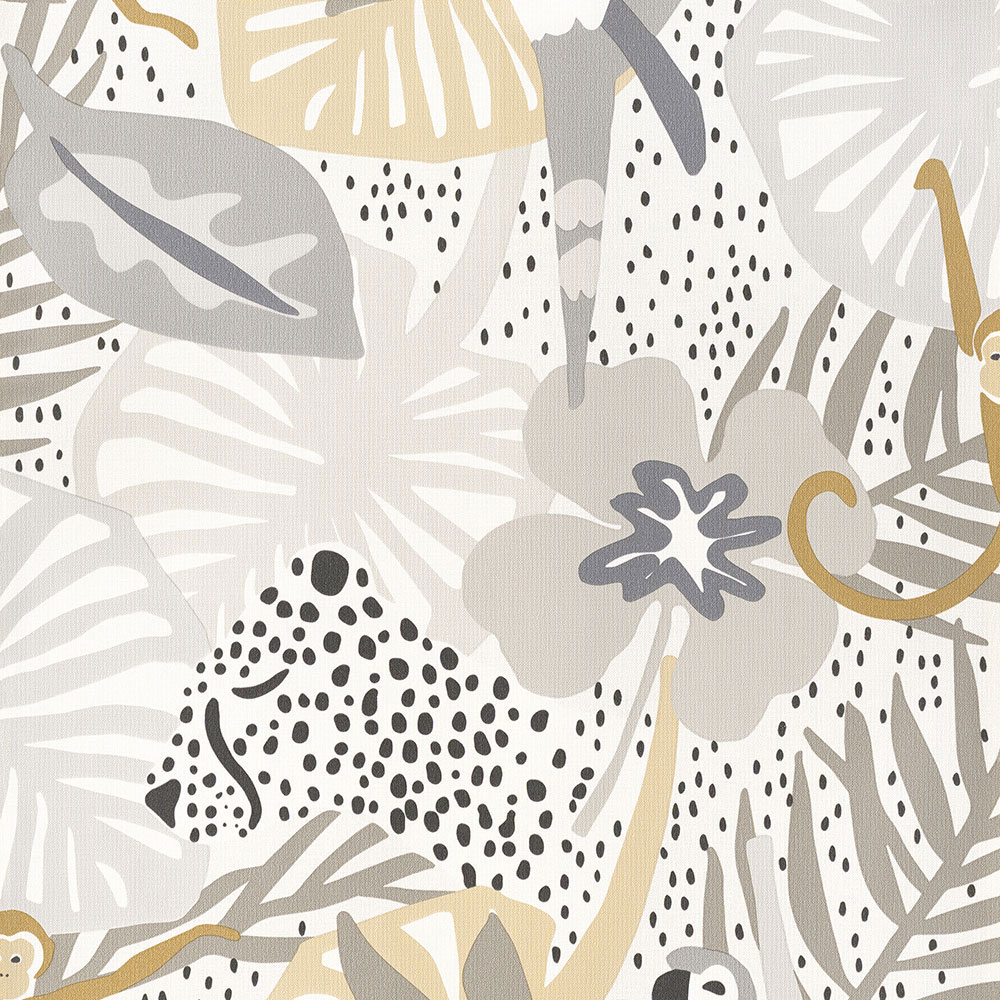 Children's wallpaper with leaves, parrots, monkeys 220720, Doodleedo, BN Walls