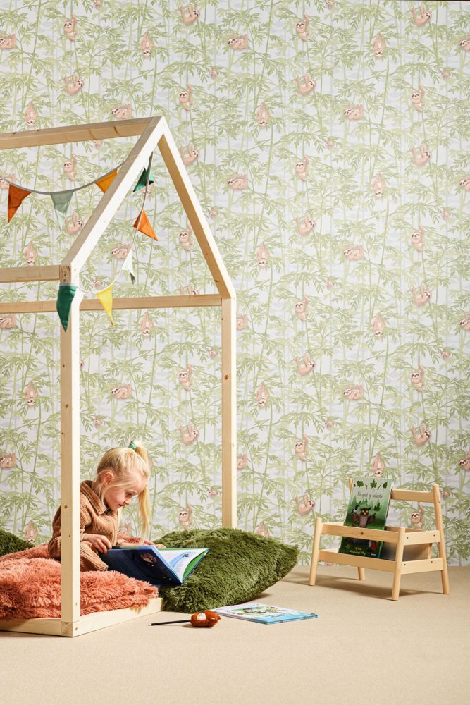 Non-woven children's wallpaper with sloths 220711, Doodleedo, BN Walls