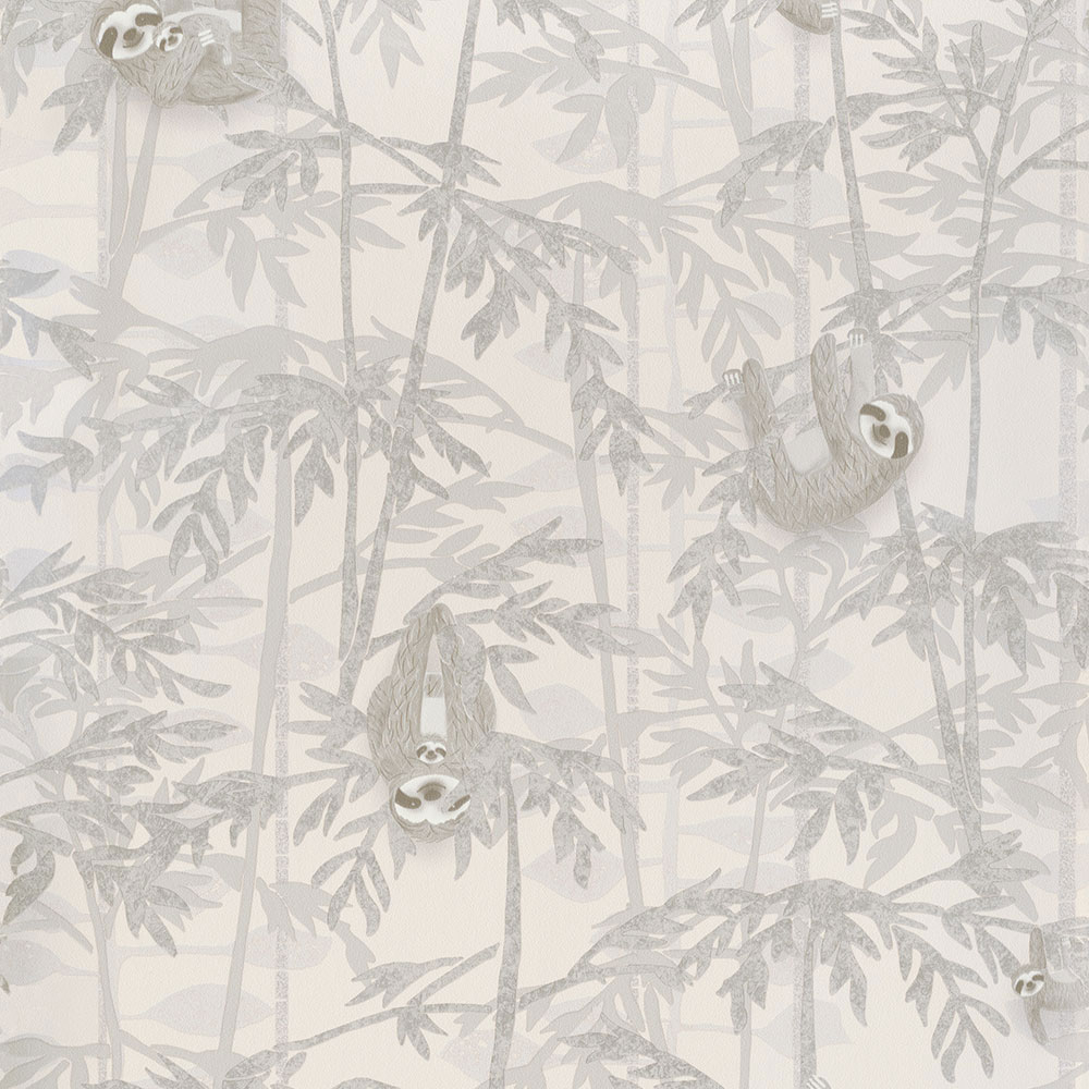 Gray children's wallpaper with sloths 220710, Doodleedo, BN Walls
