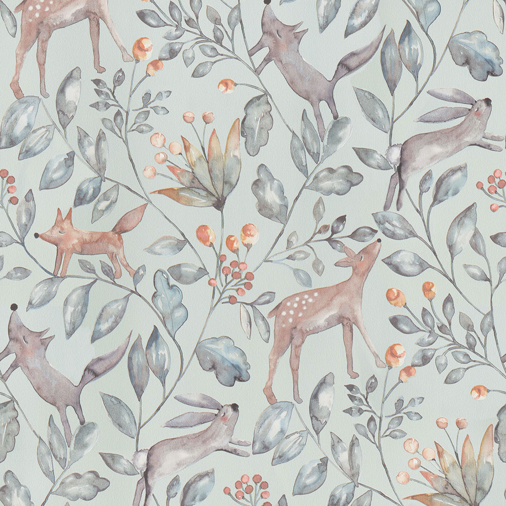 Gray children's wallpaper with forest animals 220701, Doodleedo, BN Walls