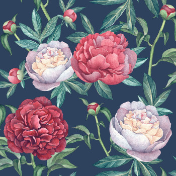 Blue non-woven wallpaper, Flowers, M57391D, Adéle, Ugépa