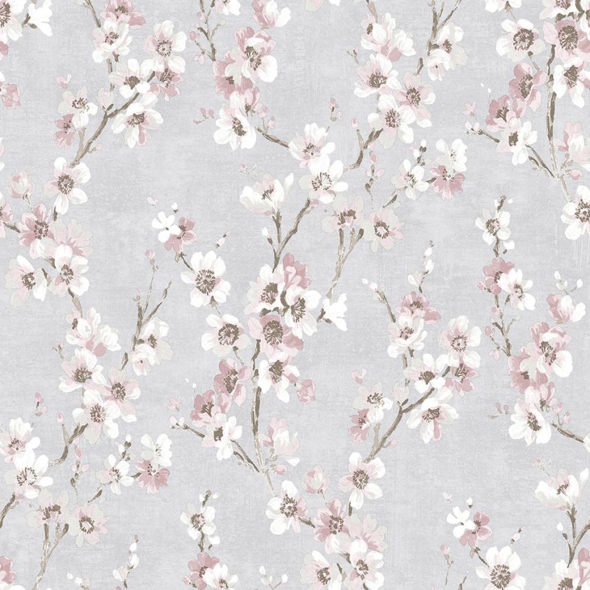 Gray non-woven wallpaper, Flowers, M52799D, Adéle, Ugépa