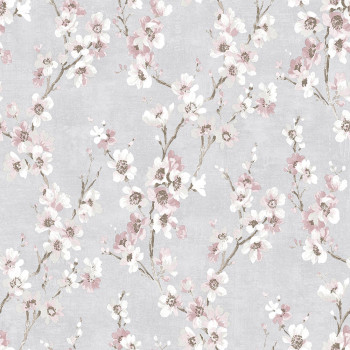 Gray non-woven wallpaper, Flowers, M52799D, Adéle, Ugépa