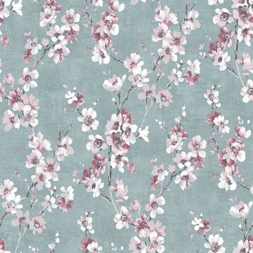 Blue non-woven wallpaper, Flowers, M52791D, Adéle, Ugépa