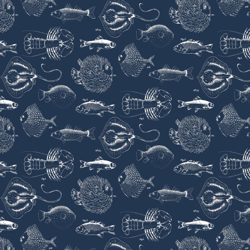 Non-woven wallpaper with sea animals 112652, Vavex 2024