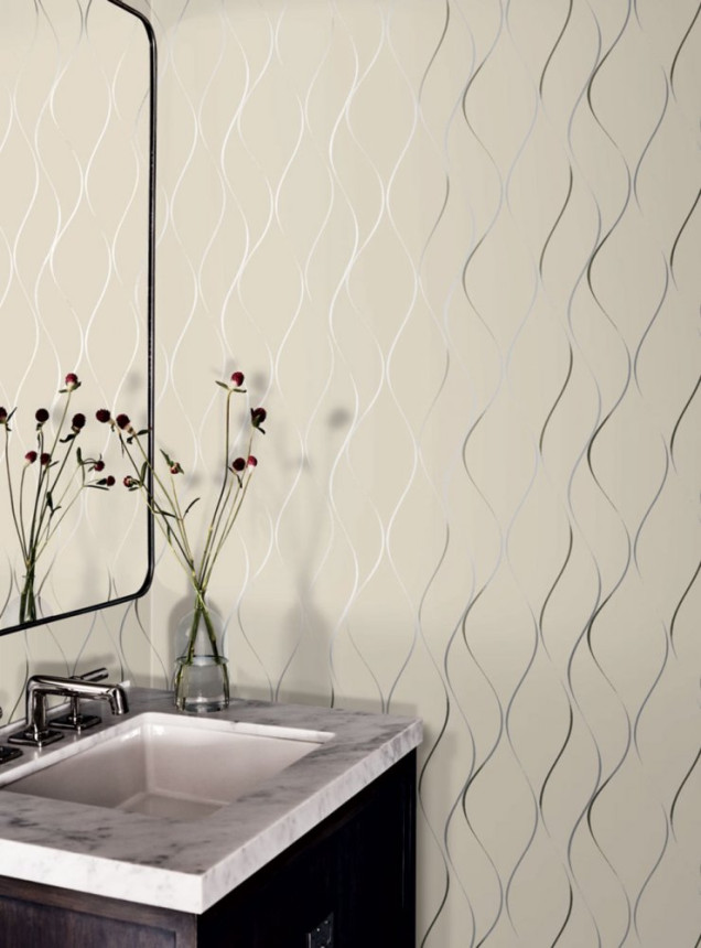 Luxury beige wallpaper with golden waves Y6201404, Dazzling Dimensions 2, York