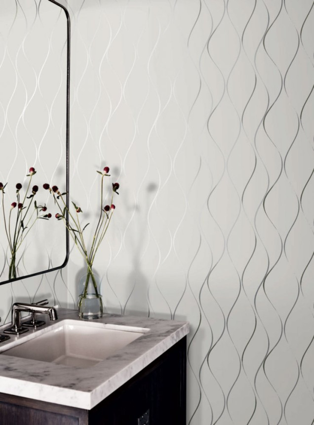 Gray non-woven wallpaper with silver waves Y6201401, Dazzling Dimensions 2, York