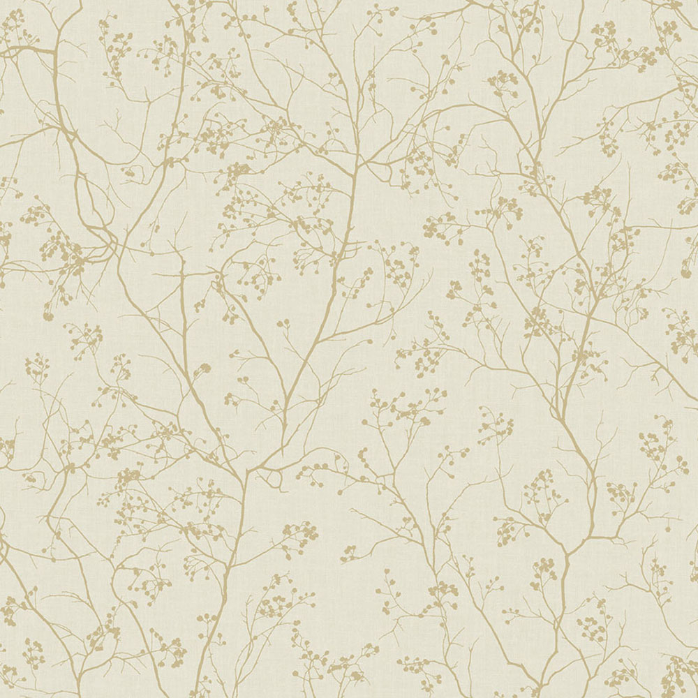Cream non-woven wallpaper with golden twigs DD3812, Dazzling Dimensions 2, York