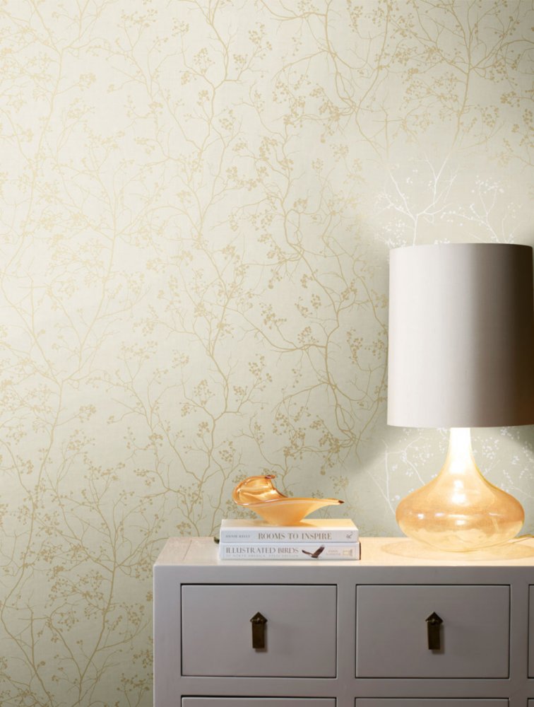 Cream non-woven wallpaper with golden twigs DD3812, Dazzling Dimensions 2,  York | Wallpapers Vavex • More than 12000 designs • Wall murals |  