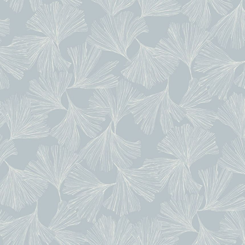 Blue non-woven wallpaper, white ginkgo leaves DD3743, Dazzling Dimensions 2, York