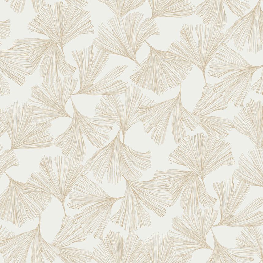 White wallpaper with golden ginkgo leaves DD3741, Dazzling Dimensions 2, York