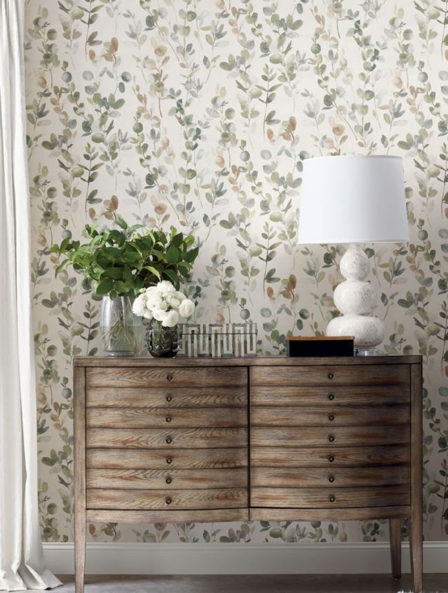 Non-woven wallpaper, green leaves and twigs OS4311, Modern nature II, York