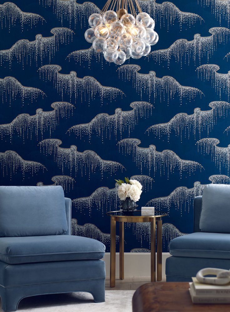 Blue non-woven wallpaper, dots, pearls OS4264, Modern nature II, York