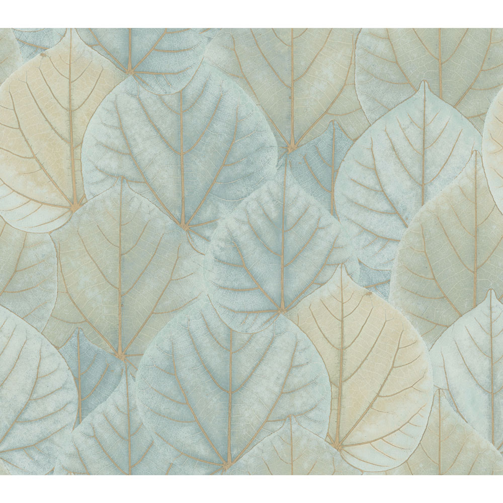 Green and gold non-woven wallpaper, leaves OS4241, Modern Nature II, York