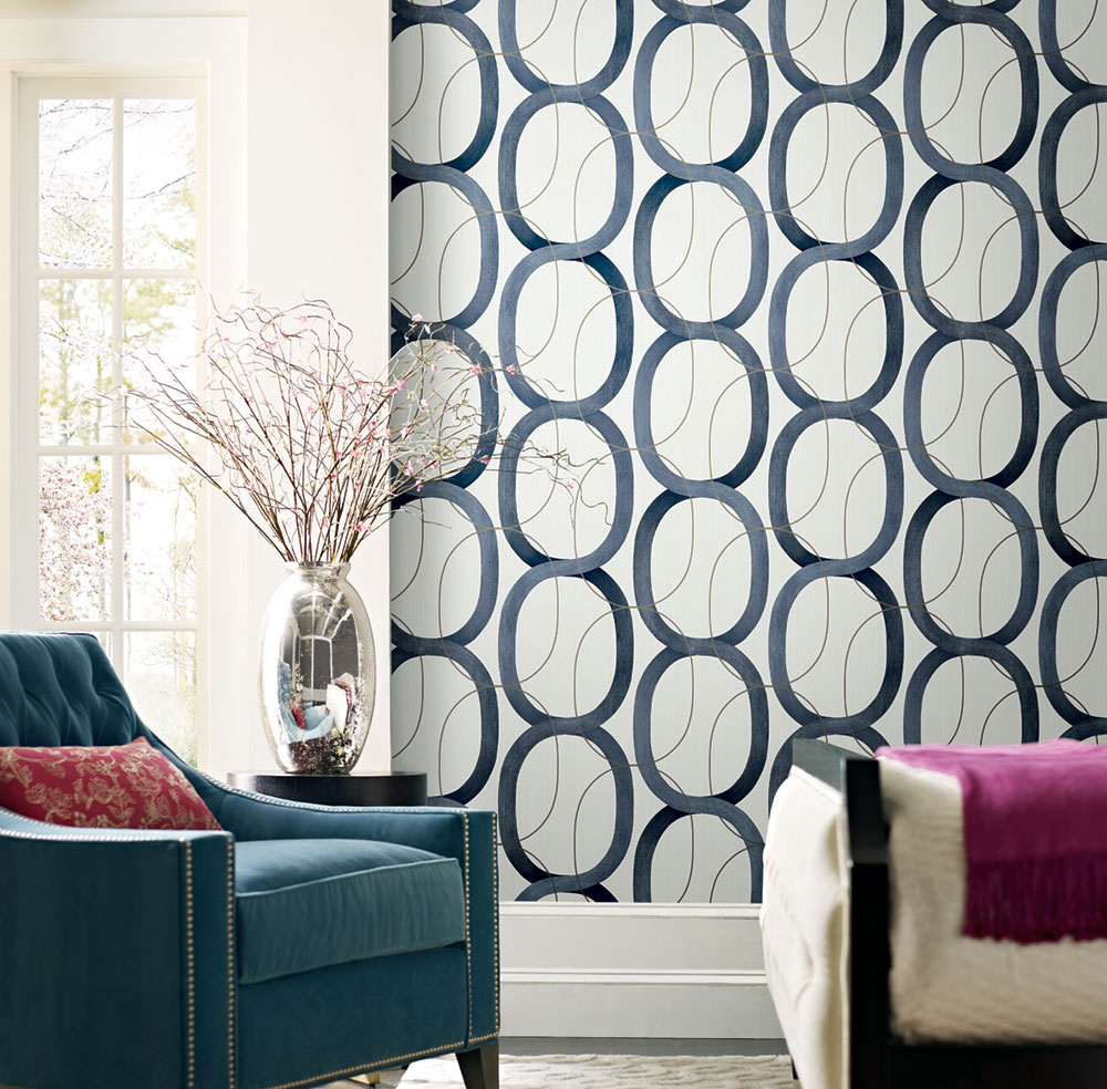 Geometric pattern wallpaper, blue pattern OS4215, Modern Nature II, York