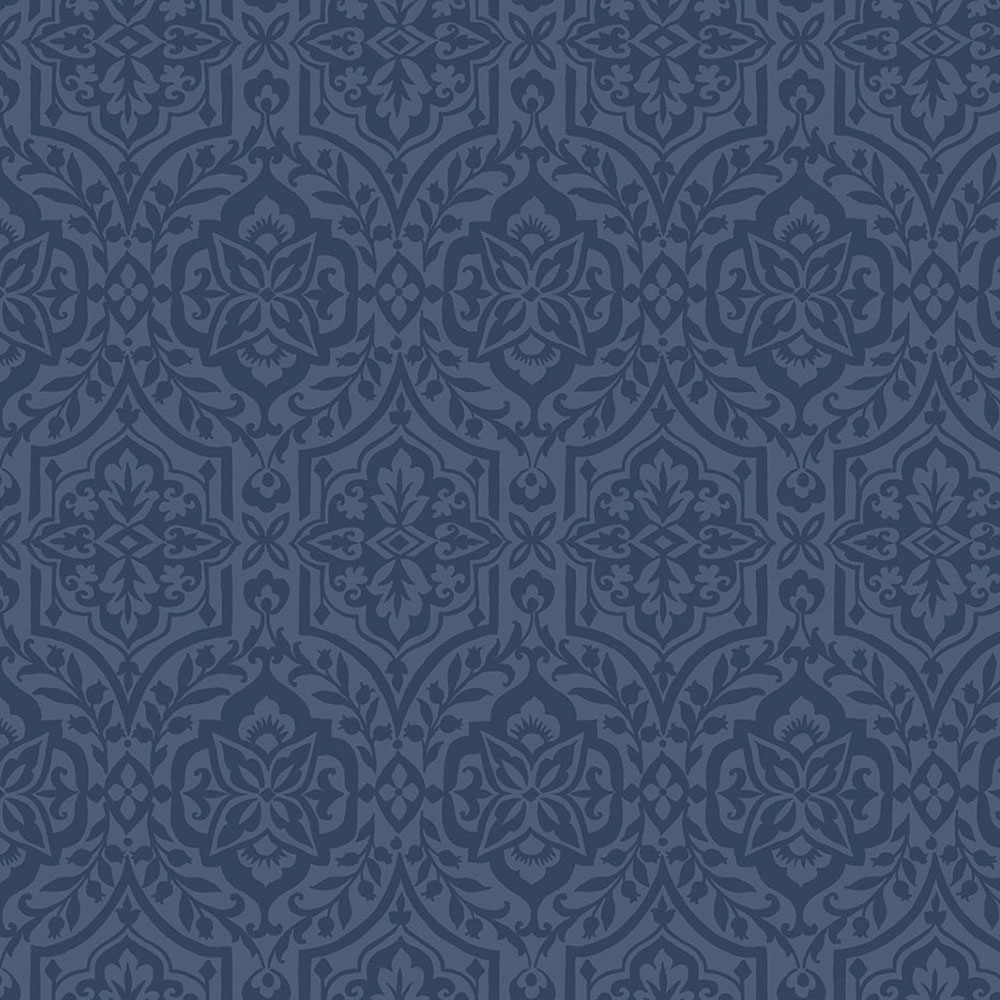 Blue pre-pasted baroque wallpaper DM5037, Damask, York