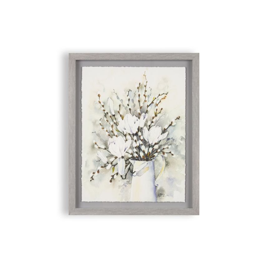 Printed canvas, framed Pussy willow in vase 115033, Laura Ashley, Graham Brown