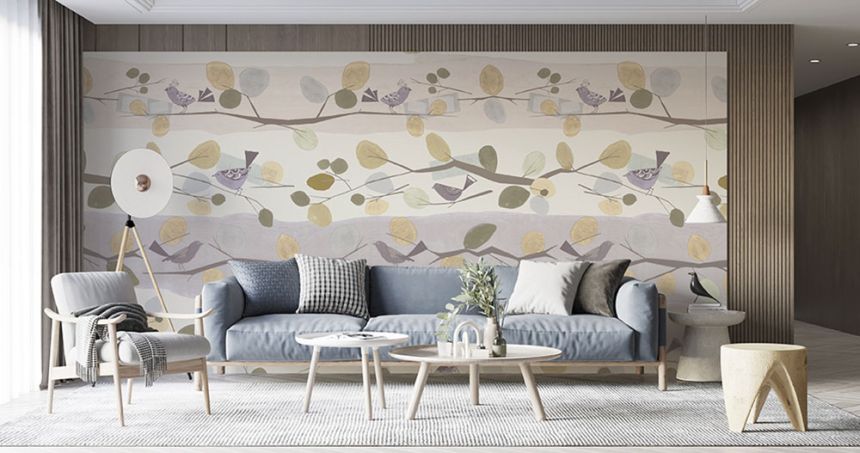 Non-woven wall mural, Twigs, Z66892, 5,10 X 3 m, Satin Flowers, Zambaiti Parati