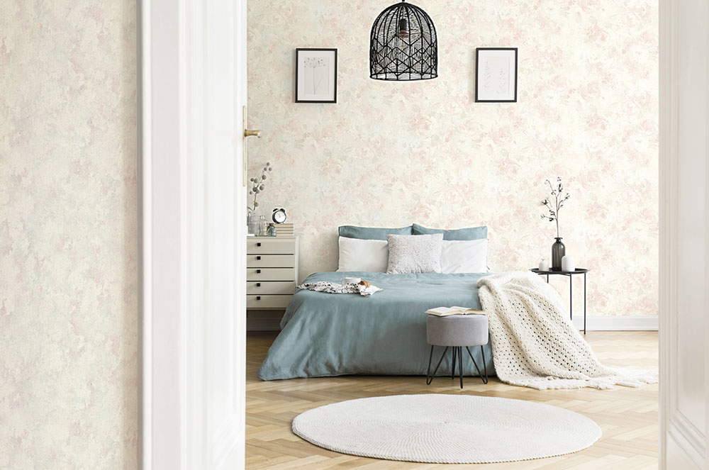 Beige non-woven floral wallpaper, Z66858, Satin Flowers, Zambaiti Parati