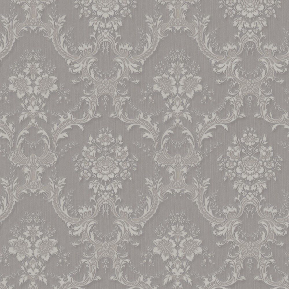 Gray non-woven baroque wallpaper, Z66841, Satin Flowers, Zambaiti Parati