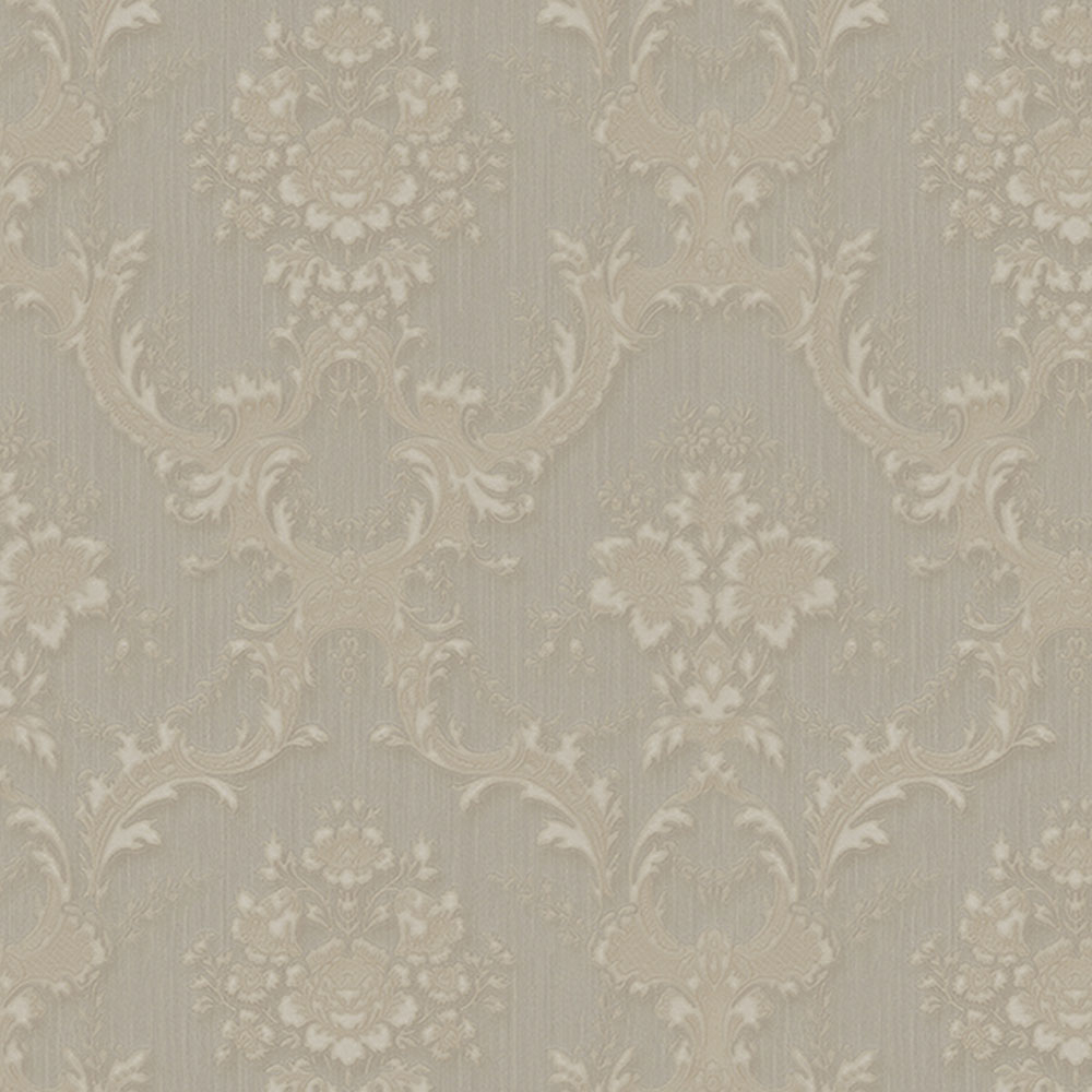 Beige non-woven baroque wallpaper, Z66837, Satin Flowers, Zambaiti Parati