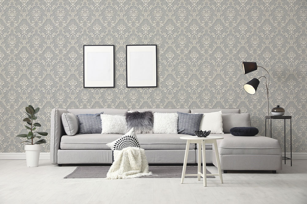 Beige non-woven baroque wallpaper, Z66837, Satin Flowers, Zambaiti Parati