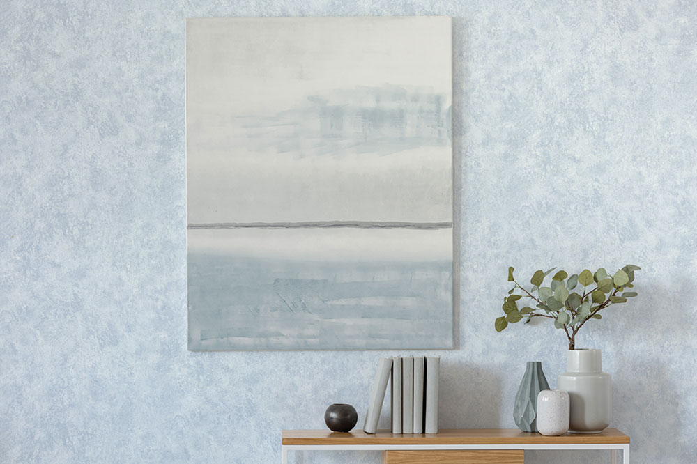 Blue wallpaper, Stucco plaster, Z66808, Satin Flowers, Zambaiti Parati