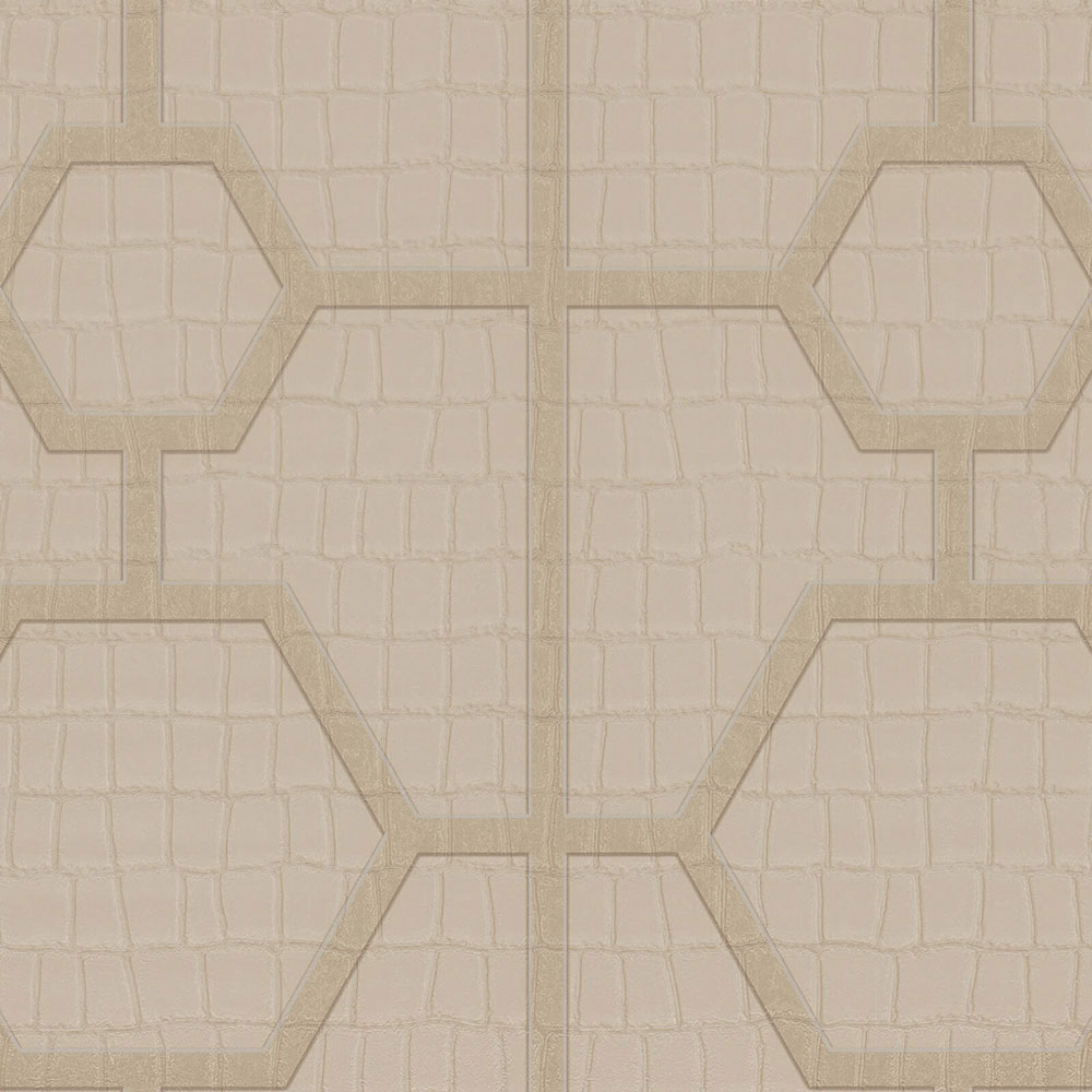 Beige luxury wallpaper with a geometric pattern Z80030 Philipp Plein, Zambaiti Parati