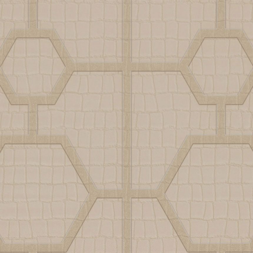 Beige luxury wallpaper with a geometric pattern Z80030 Philipp Plein, Zambaiti Parati
