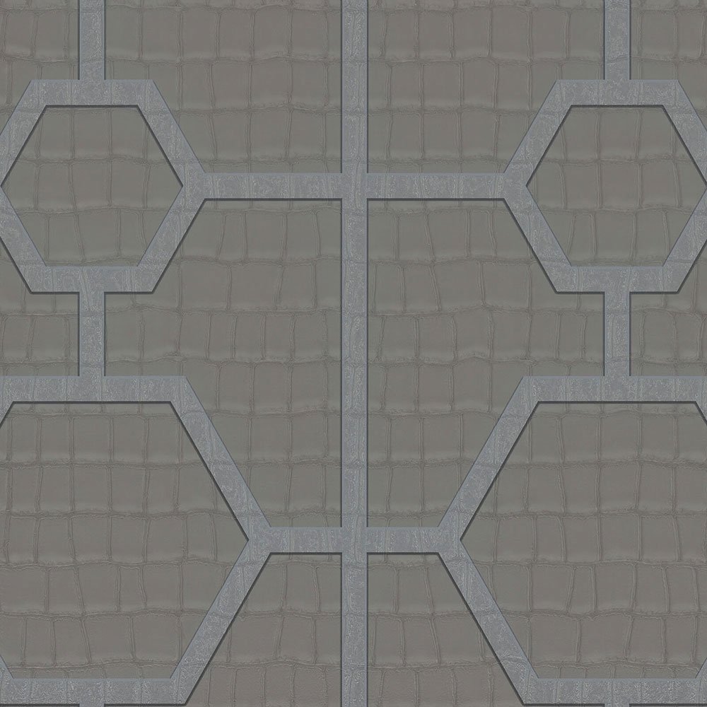 Gray luxury wallpaper with a geometric patternZ80026 Philipp Plein, Zambaiti Parati