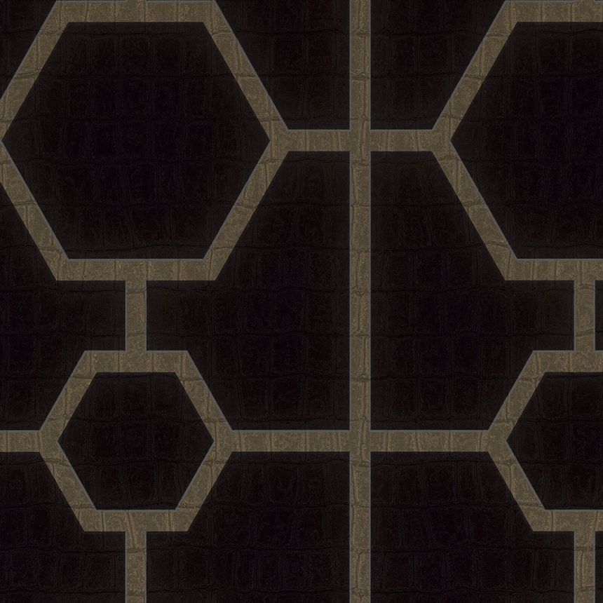 Black luxury wallpaper with a geometric pattern Z80023 Philipp Plein, Zambaiti Parati