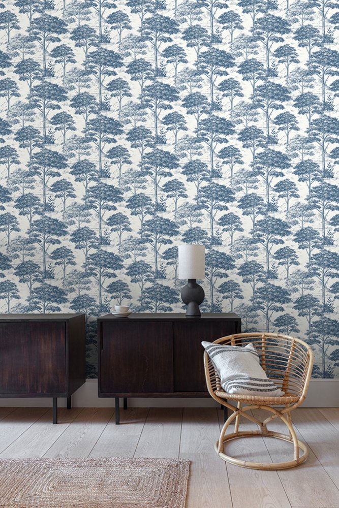 Blue wallpaper, forest, trees MN3007, Maison, Grandeco