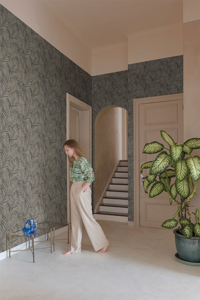 Grey-silver palm leaves wallpaper MN2013, Maison, Grandeco | Wallpapers  Vavex • More than 12000 designs • Wall murals 