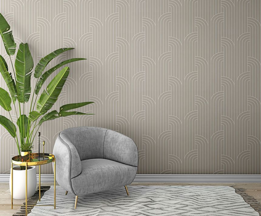 Luxury grey-beige geometric pattern wallpaper Z76018, Vision, Zambaiti Parati