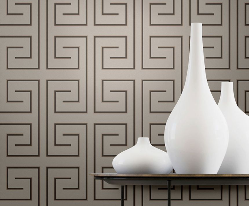 Luxury grey-beige geometric pattern wallpaper Z76014, Vision, Zambaiti Parati