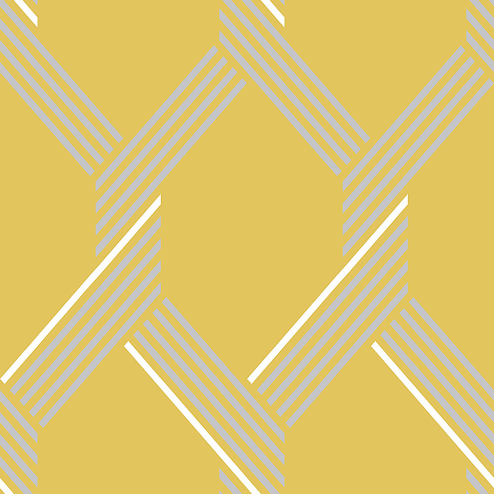 Yellow-silver geometric pattern wallpaper 105468, Formation, Graham & Brown