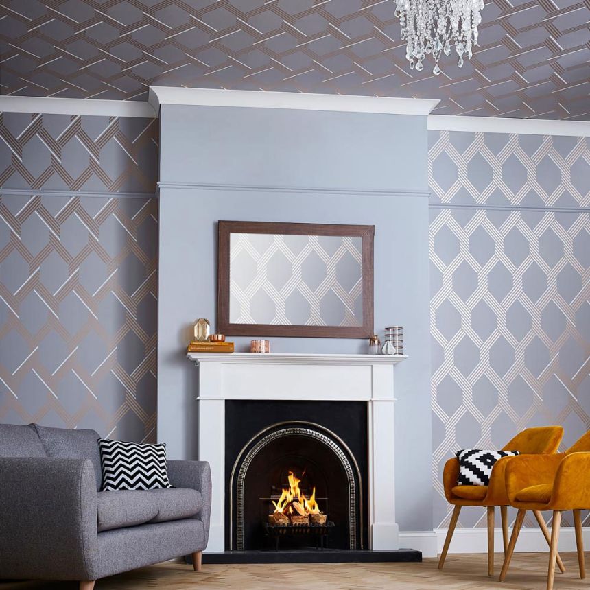 Gray geometric pattern wallpaper 105467, Formation, Graham & Brown