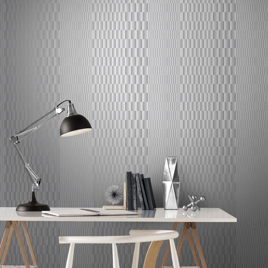 Grey-silver geometric pattern wallpaper 105120, Formation, Graham & Brown