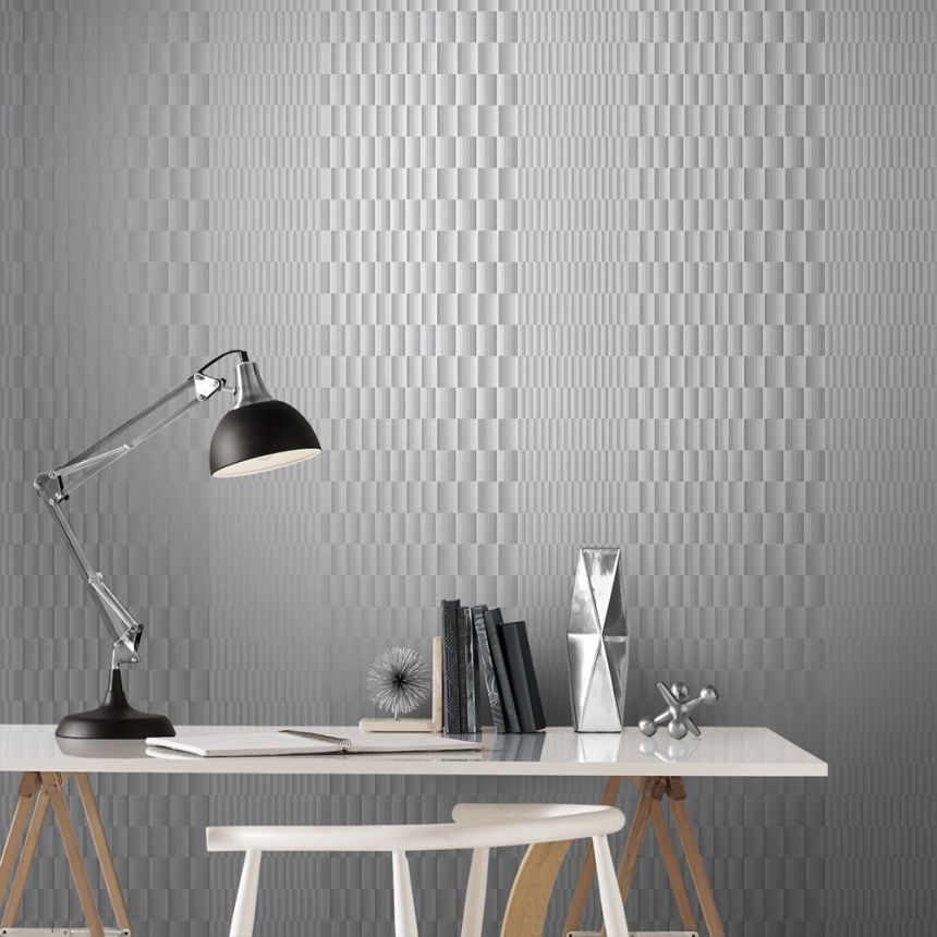 Grey-silver geometric pattern wallpaper 105120, Formation, Graham & Brown